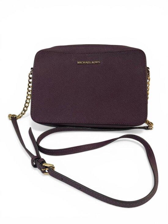 Michael Kors Handbags - Michael Kors Crossbody Bag Purple Saffiano Leather Gold Chain Strap